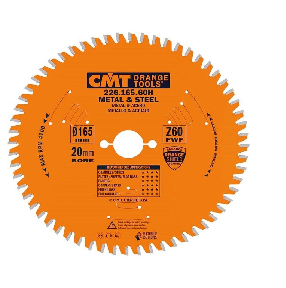 Pjovimo diskas metalui CMT 226; 165x1,6x20; Z60; 0°