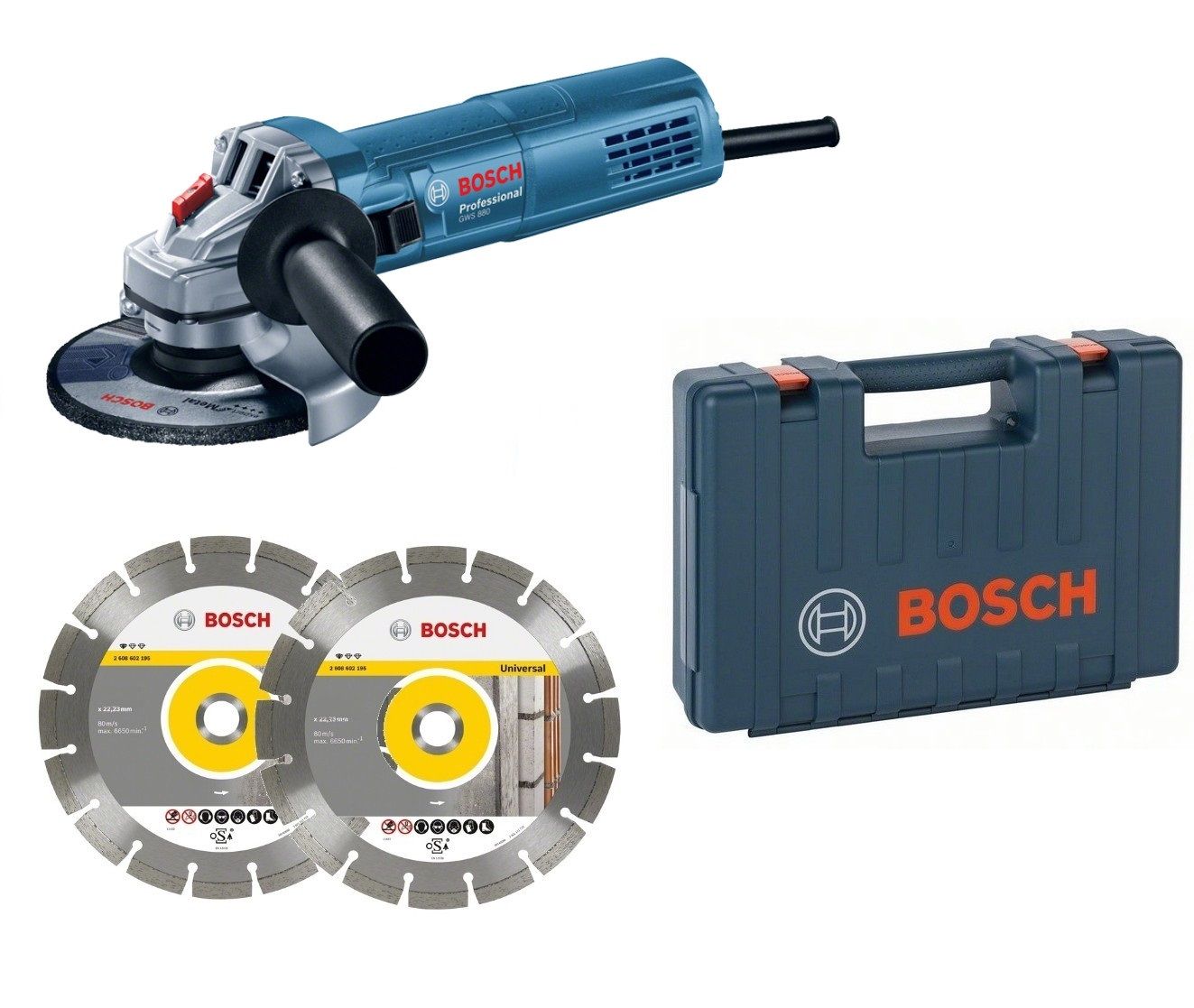Kampinis šlifuoklis Bosch GWS 880 Professional + priedai