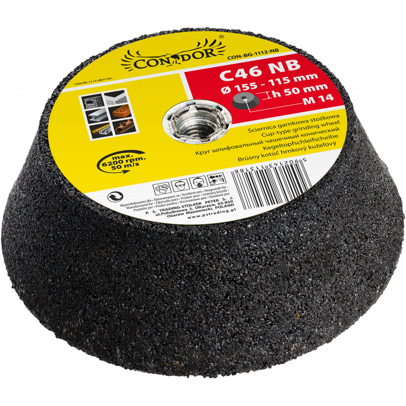 Šlifavimo puodelis Condor CON-BG-1112-NB; 155/115x50 mm 