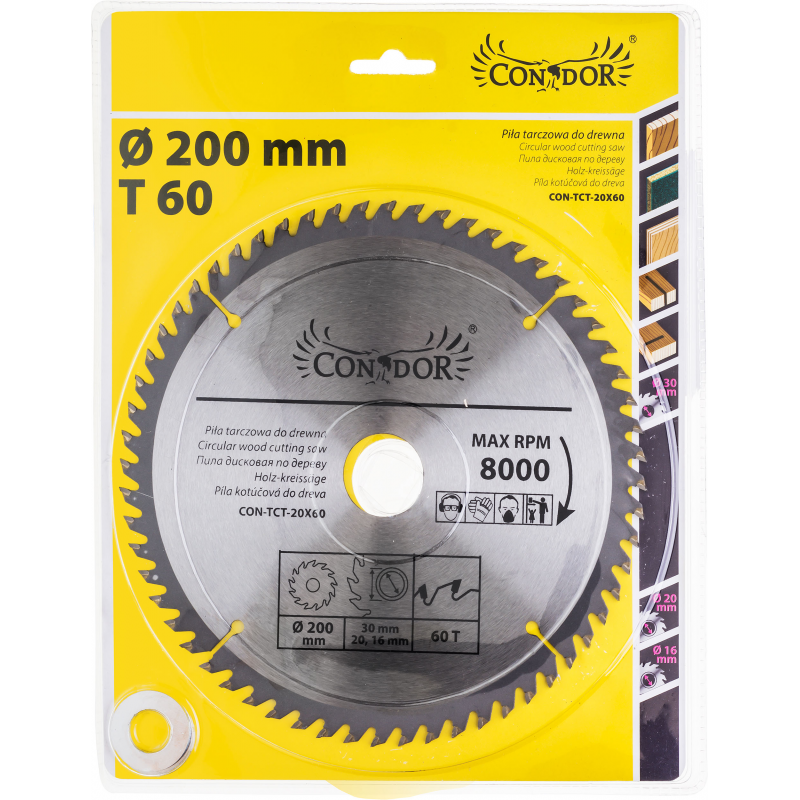 Pjovimo diskas medienai Condor CON-TCT-2006; 200 mm; Z60
