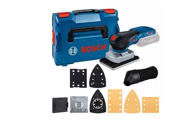 Plokštuminis šlifuoklis Bosch GSS 18V-13 Professional; 18 V (be akumuliatoriaus ir pakrovėjo) + L-BOXX 136
