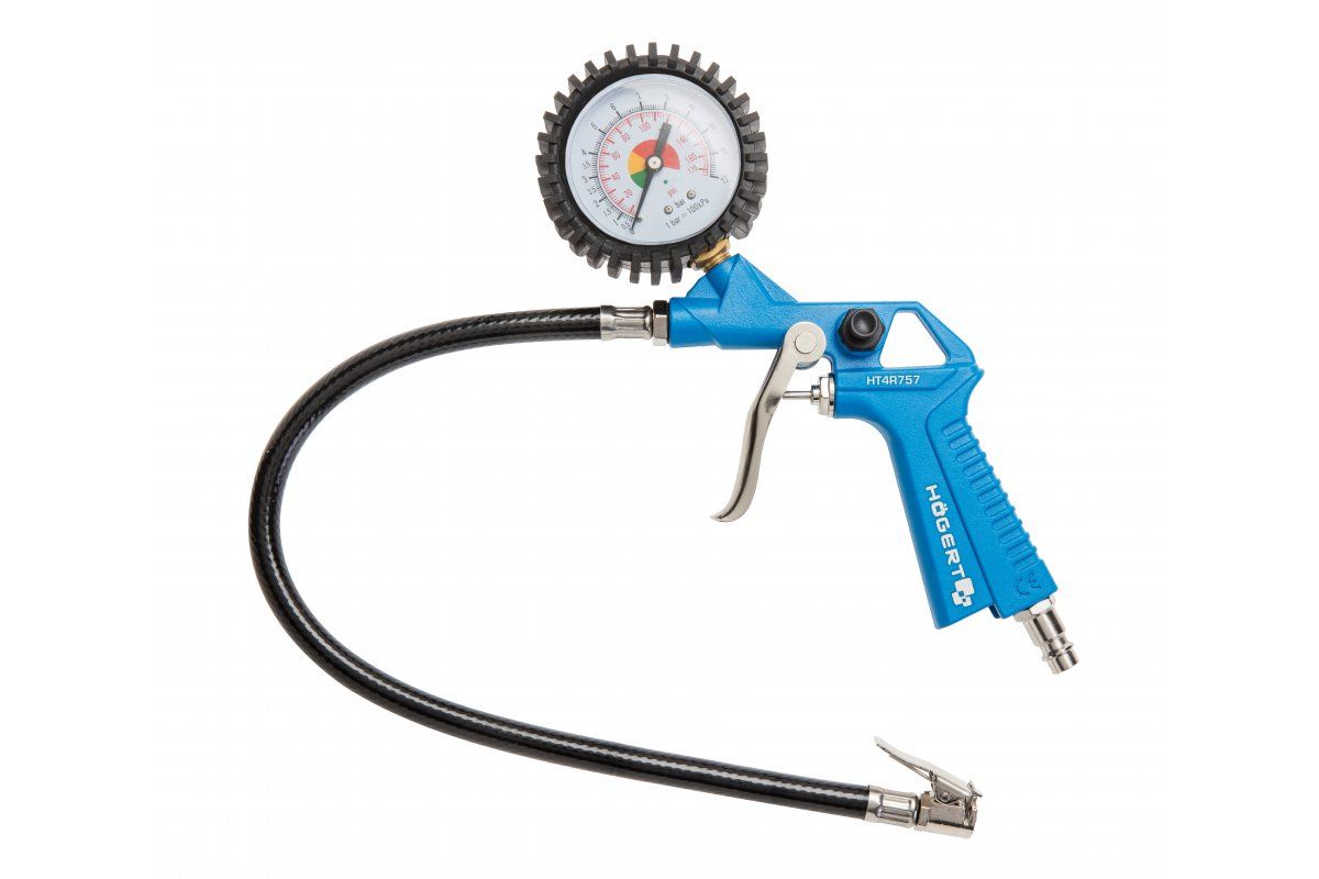 Padangų pūtimo pistoletas su manometru Hogert HT4R757