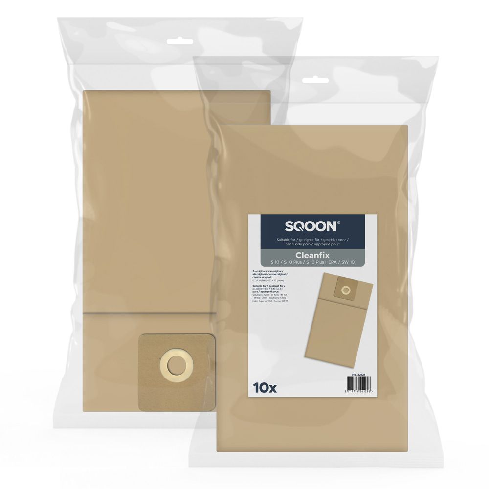 Popieriniai maišeliai dulkių siurbliui SQOON 32121; Cleanfix S10; 10 vnt.