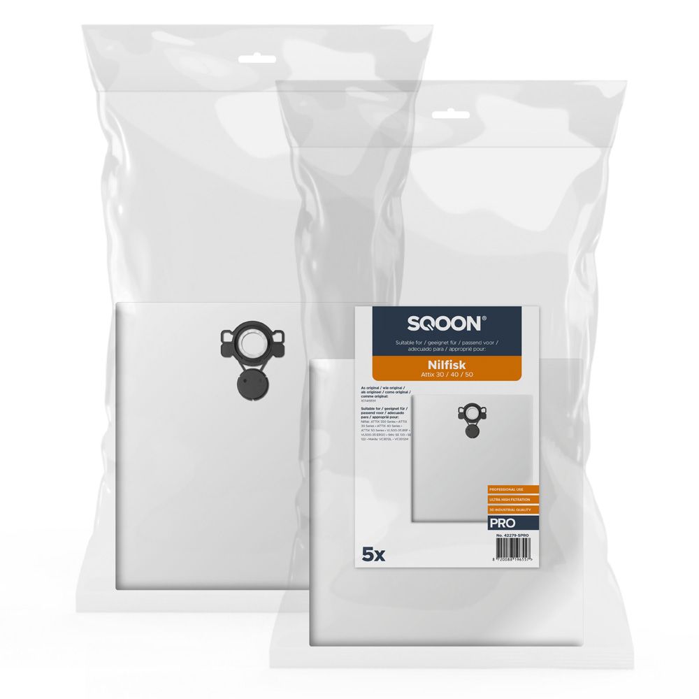 Medžiaginis dulkių maišelis SQOON 42279-5PRO; Nilfisk Attix 30/40/50 series PRO; 5...