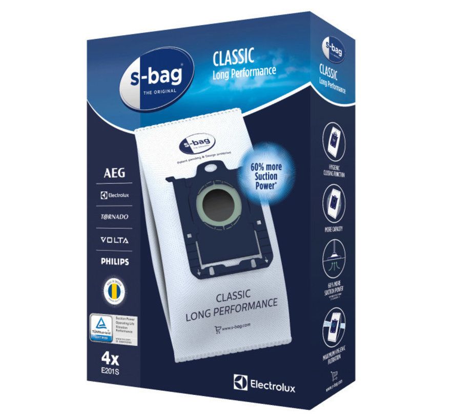 Medžiaginis dulkių maišelis AEG 42078OS; Electrolux SBAG 2.0 E201S Ori.; 4 vnt.