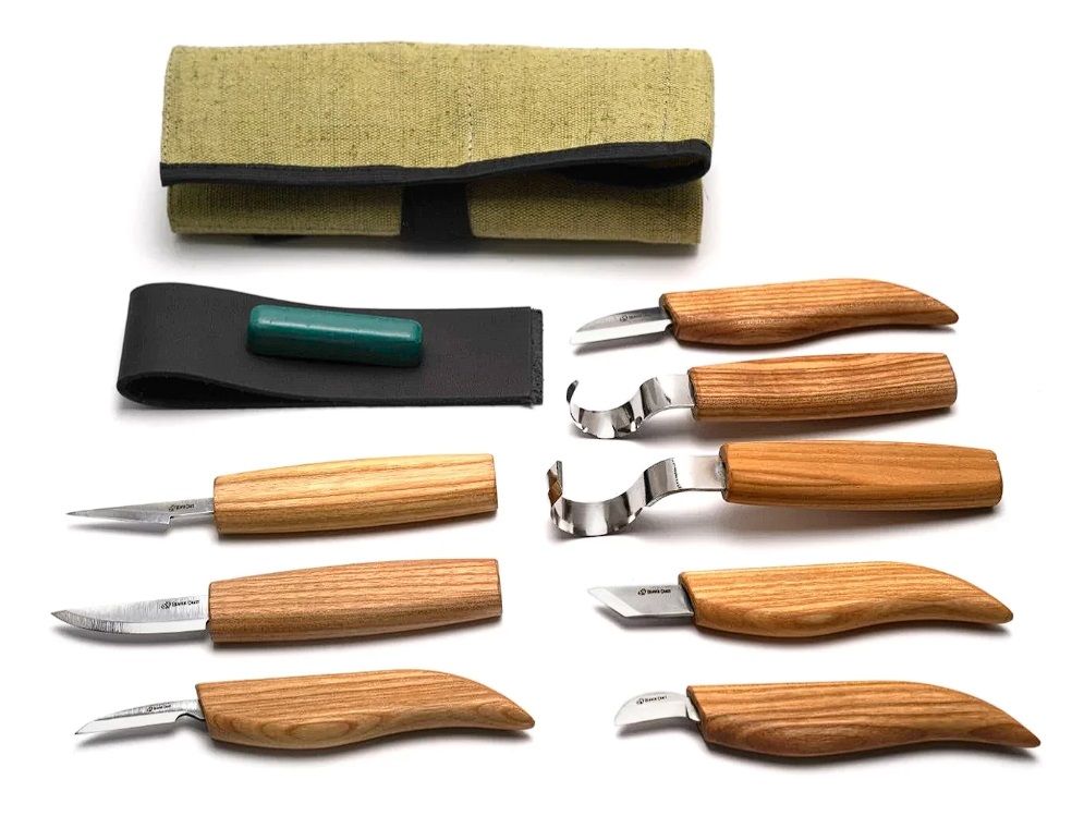 Drožinėjimo rinkinys BeaverCraft S08; 10 vnt.; šaukštų ir kitų medienos gaminių drožinėjimui