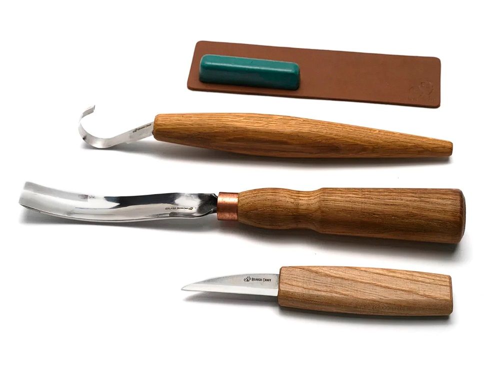 Drožinėjimo rinkinys BeaverCraft S47; 5 vnt.; šaukštų ir kitų medienos gaminių drožinėjimui