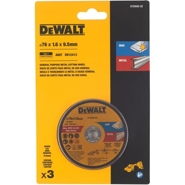 Abrazyvinis pjovimo diskas DeWalt DT20592-QZ; 76 mm; 3 vnt.