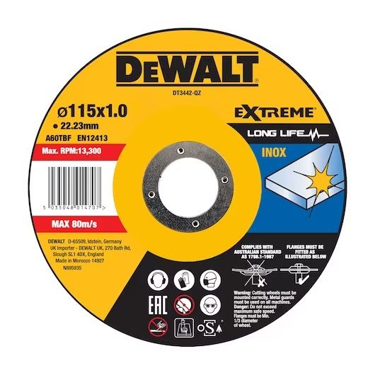Abrazyvinis pjovimo diskas DeWalt DT3442-QZ; 115x22,23 mm