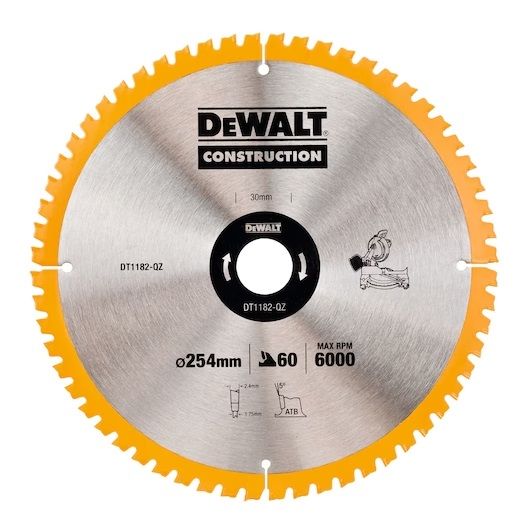 Pjovimo diskas DeWalt DT1182-QZ; 254 mm