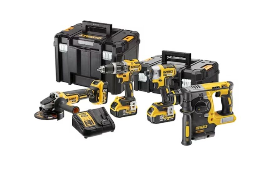 Įrankių rinkinys DeWalt (DCG405 + DCH273 + DCD796 + DCF887); 18 V; 3x5,0 Ah akum. + TSTAK lagaminas