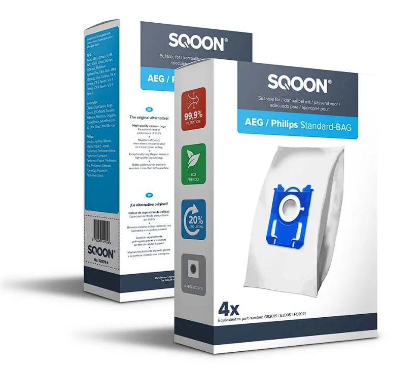 Medžiaginis dulkių maišelis SQOON 52078-4; Philips S-Bag 3-D; 4 vnt.