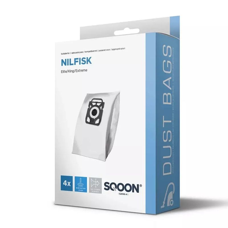 Medžiaginis dulkių maišelis SQOON 52096-4; Nilfisk King/Extreme 3-D; 4 vnt.
