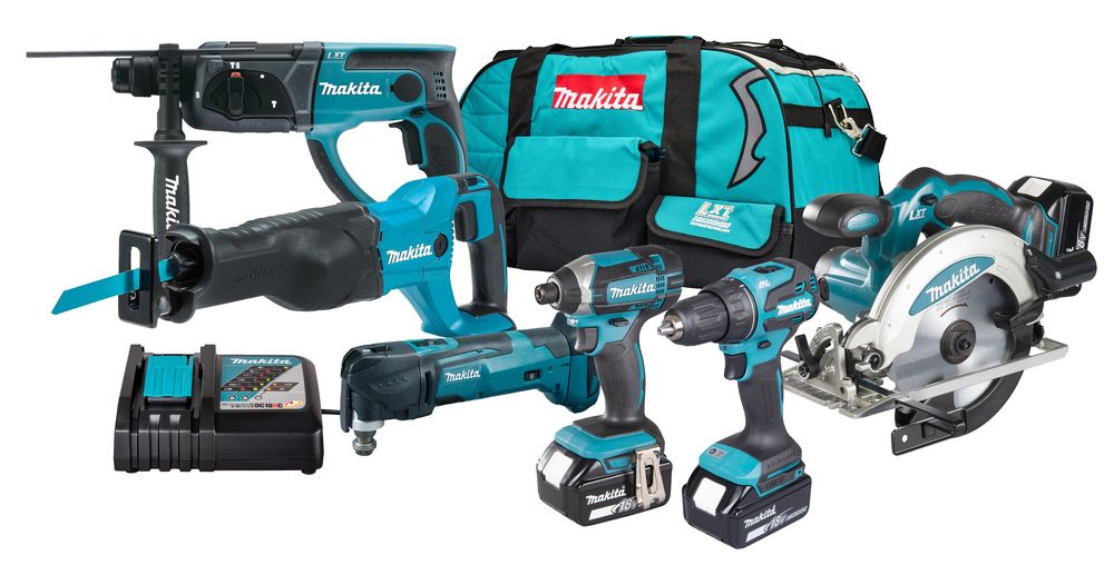 Įrankių rinkinys Makita DLX6135TX1 (DDF490+DTD152+DHR202+DSS610+DJR186+DTM51); 18 V; 3x5,0 Ah akum.