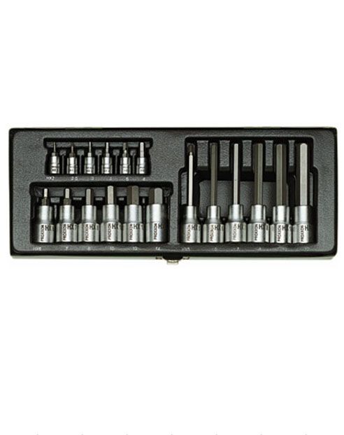 Galvučių komplektas su Hex antgaliais Proxxon 1/4''+1/2''; 18 vnt.