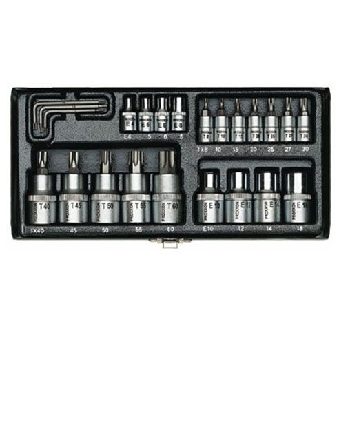 Galvučių su antgaliais rinkinys Proxxon 1/4''+1/2''; 23 vnt.