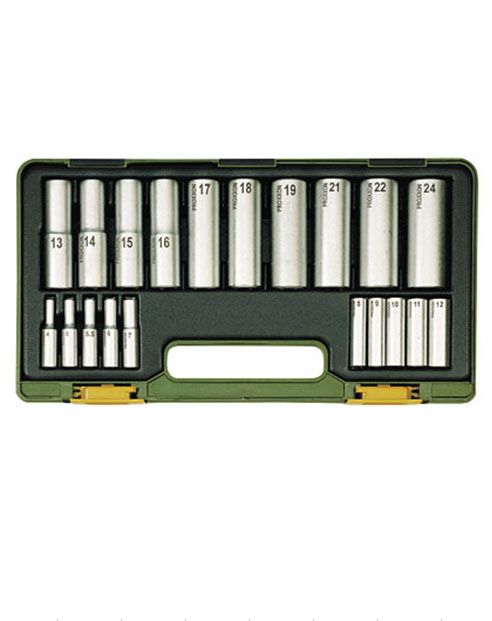 Sukimo galvučių komplektas Proxxon 1/2''+1/4'', 4-24 mm; 20 vnt.