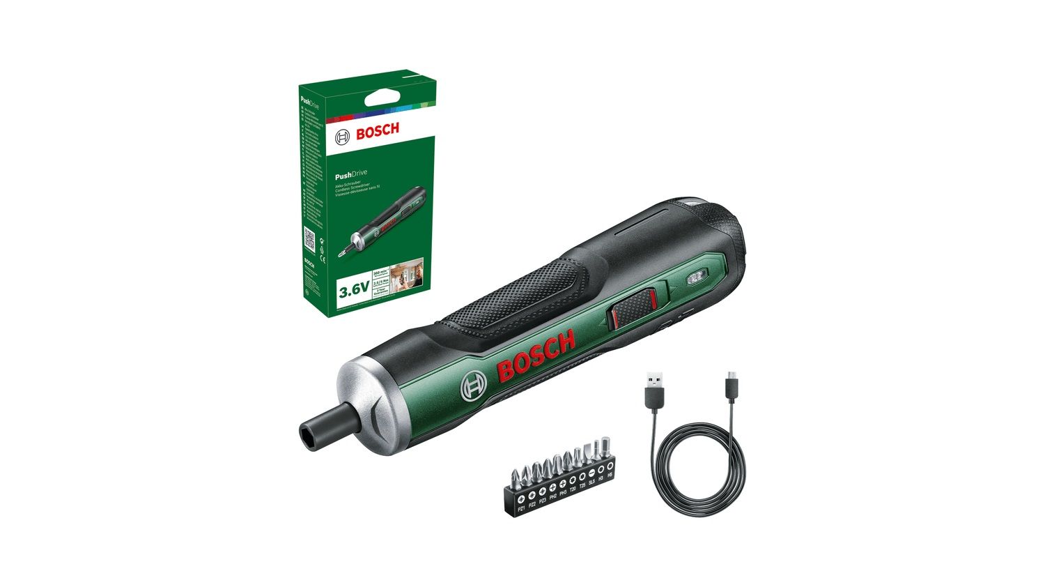 Suktuvas Bosch PushDrive; 3,6 V; 1x1,5 Ah akum.