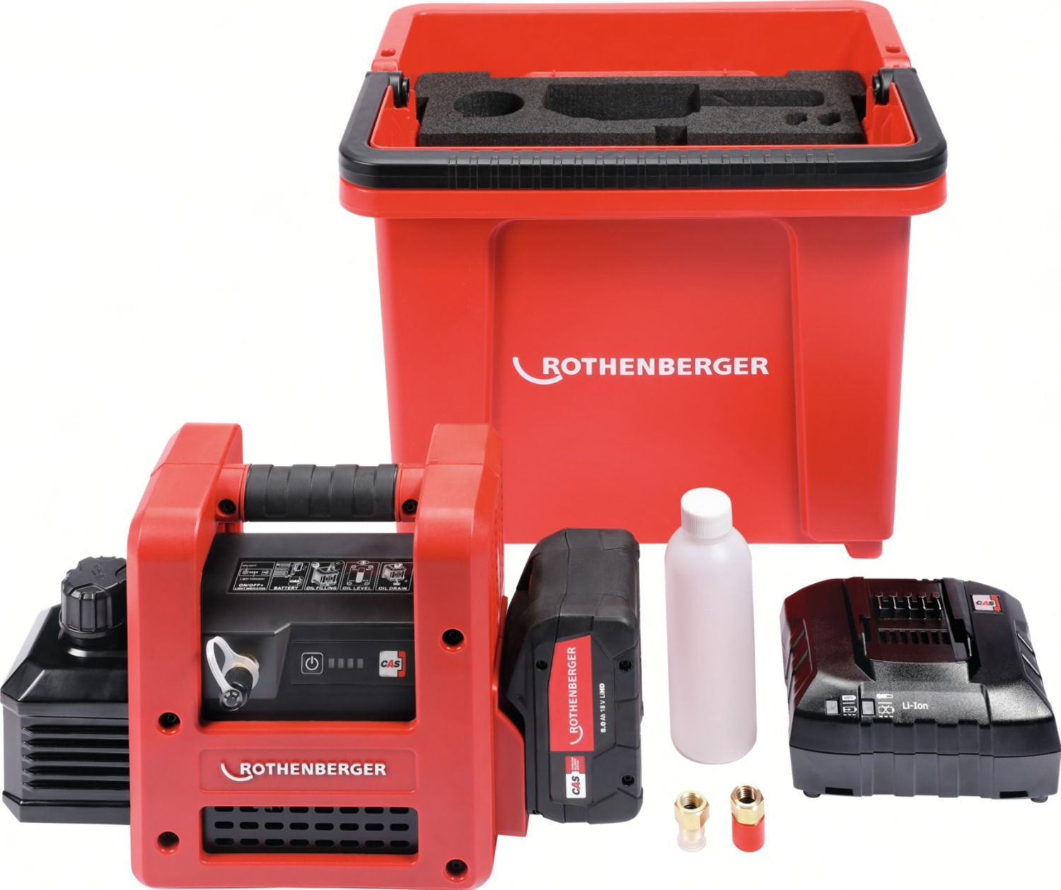 Akumuliatorinis vakuuminis siurblys Rothenberger ROAIRVAC R32 2.0 CL Set; 18 V; 1x8,0 Ah akum.