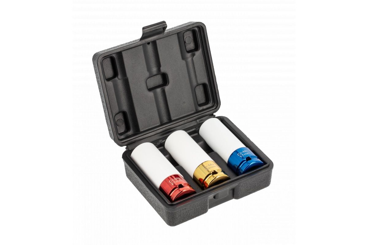 Smūginių sukimo galvučių komplektas Hogert HT4R107; 1/2''; 17-21 mm; 3 vnt.