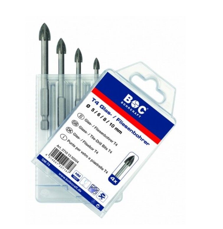 Grąžtas stiklui ir keramikinėms plytelėms Bohrcraft BC27101330004; 5/6/8/10 mm; 4...