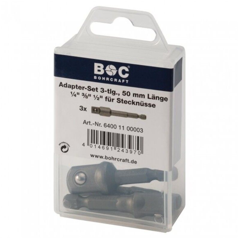 Adapterių rinkinys Bohrcraft BC64001100003; 1/4'', 3/8'', 1/2''; 3 vnt.