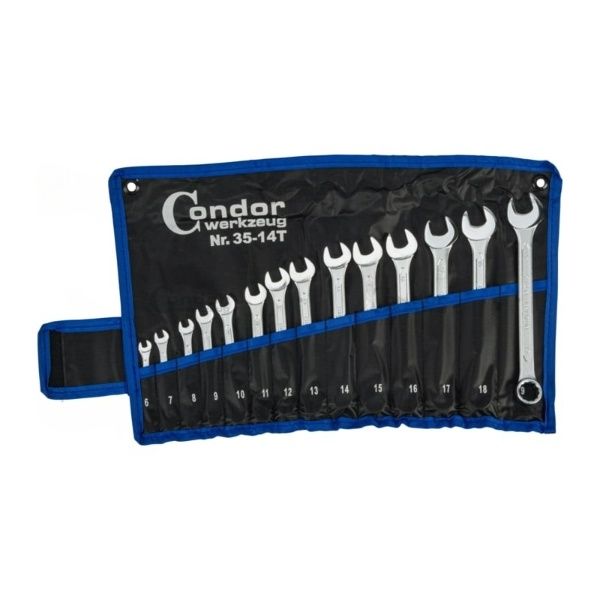 Kombinuotų veržliarakčių komplektas Condor Werkzeug C0035-14T; 6-19 mm; 14 vnt.