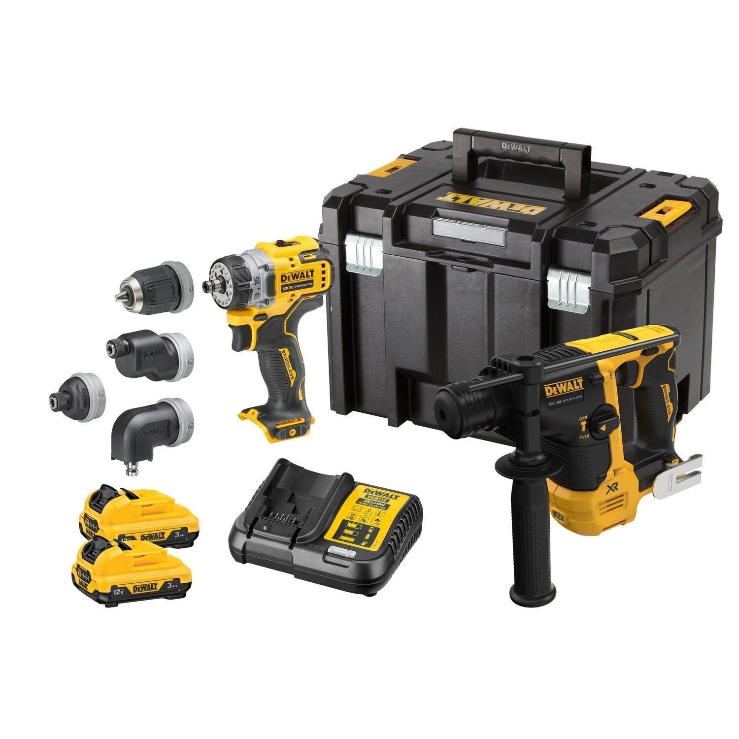 Įrankių rinkinys DeWalt DCK2101L2T-QW (DCH072 + DCD703); 12 V; 2x3,0 Ah akum.