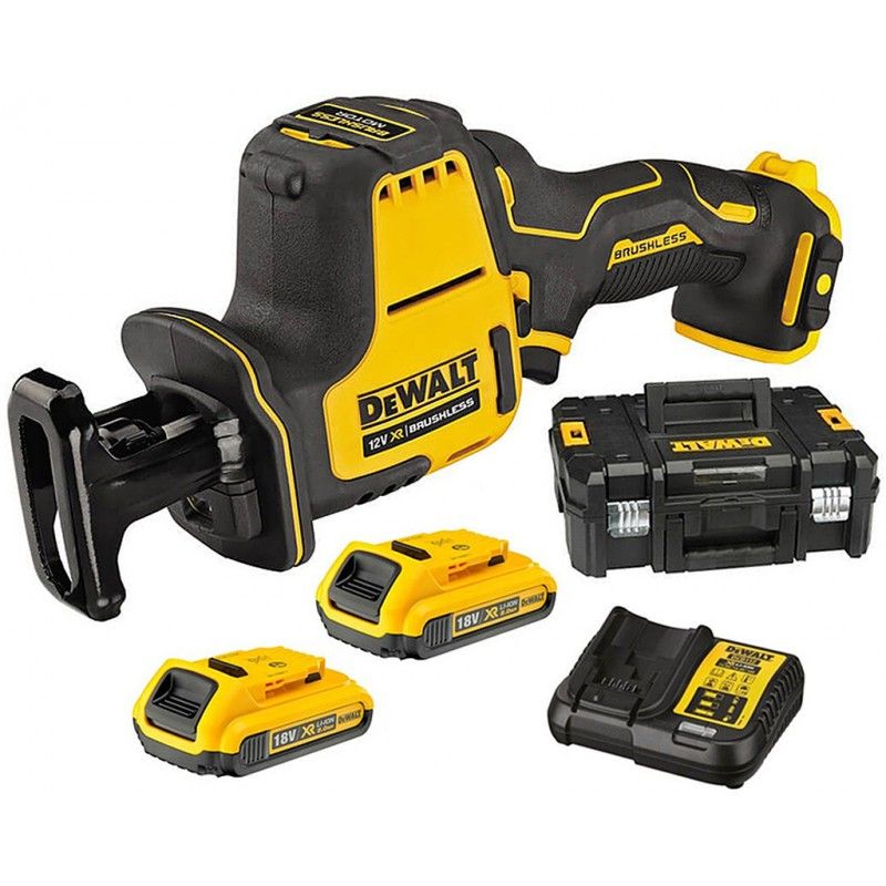 Akumuliatorinis tiesinis pjūklas DeWalt DCS312D2-QW; 12 V; 2x2,0 Ah akum.