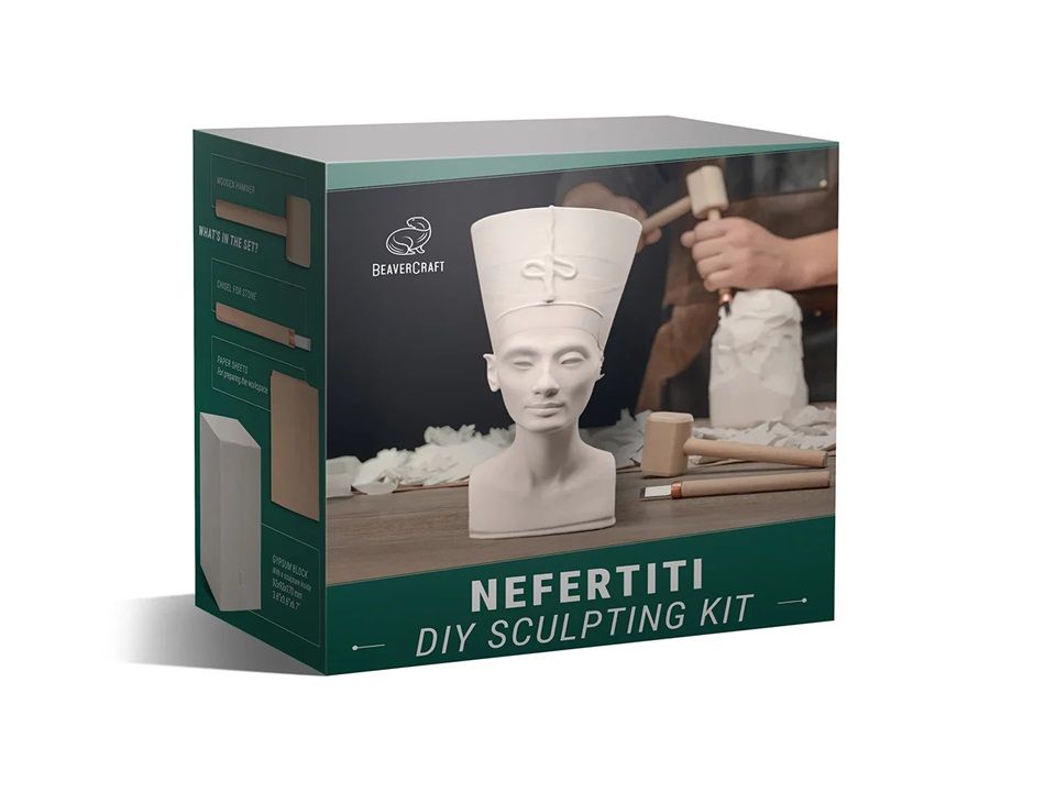 Drožinėjimo rinkinys BeaverCraft Nefertiti; figūrėlių drožinėjimui pradedantiesiems