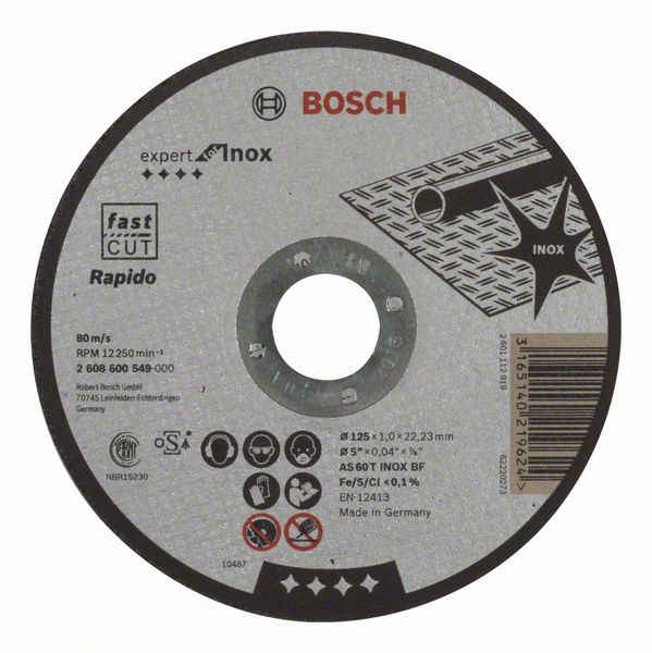 Abrazyvinis pjovimo diskas Bosch AS 60 T INOX BF; 125x1 mm 