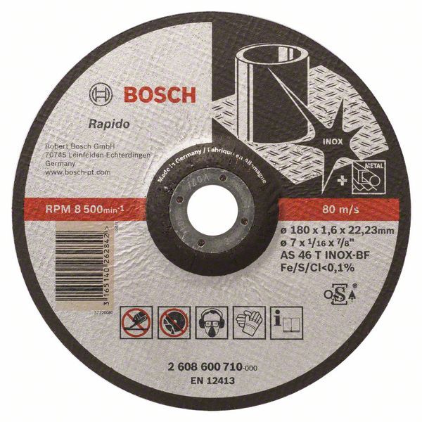 Abrazyvinis pjovimo diskas Bosch AS 46 T INOX BF; 180x1,6 mm 