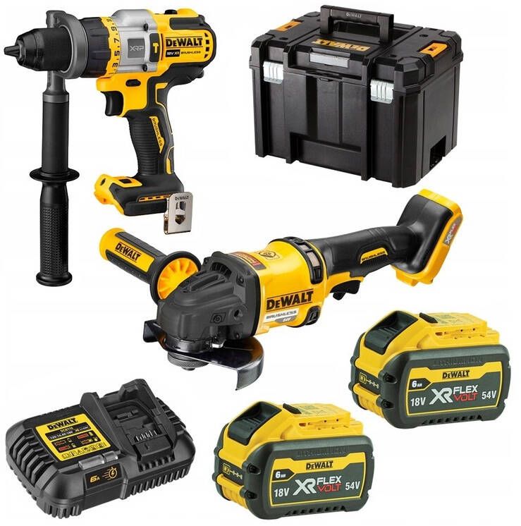 Įrankių rinkinys&nbsp;DeWalt DCK2016T2T-QW (DCD999 + DCG418); 2x6,0 Ah&nbsp;akum.