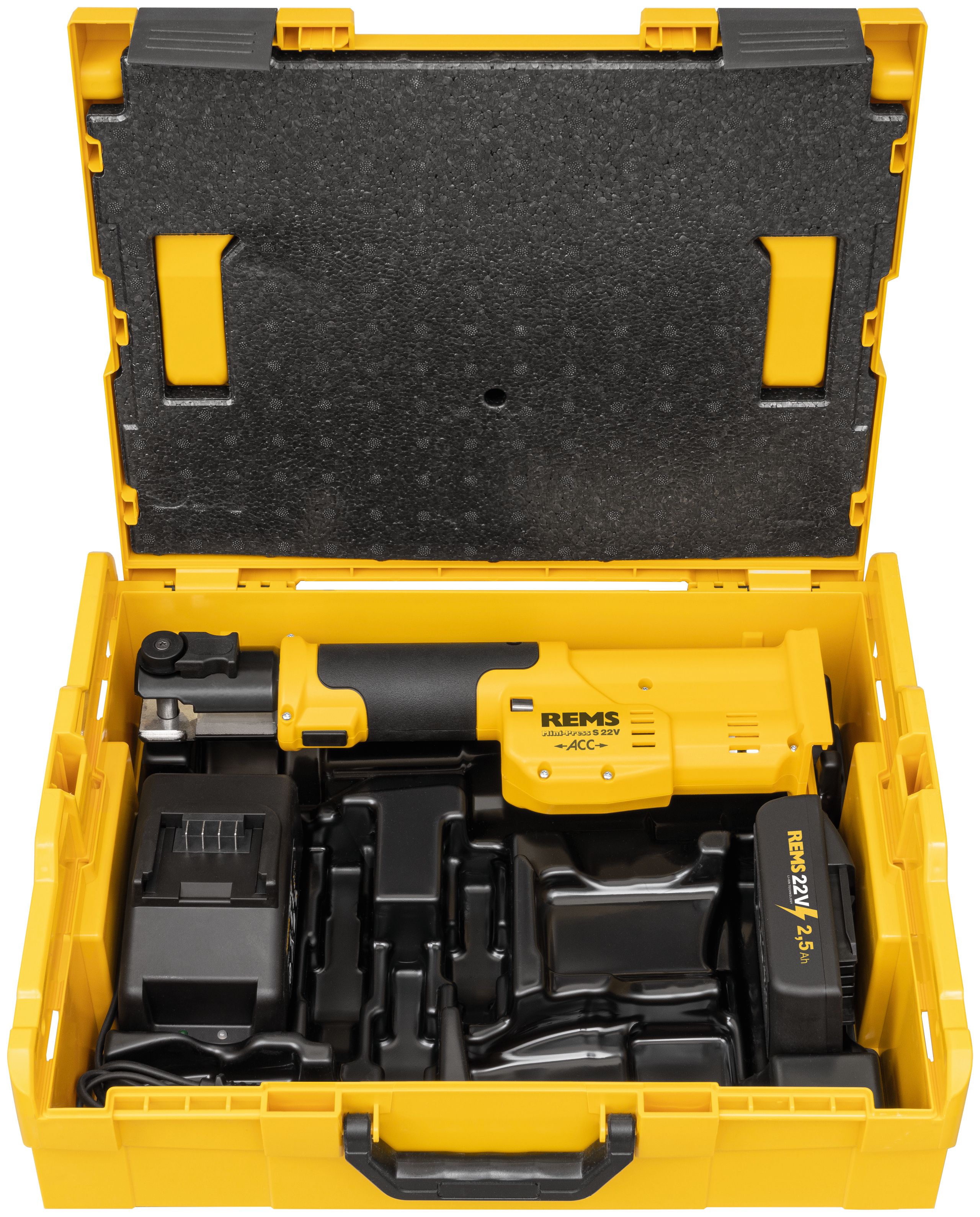 Hidraulinis presas Rems Mini-Press S 22V ACC; 21,6 V; 1x1,5 Ah akum.