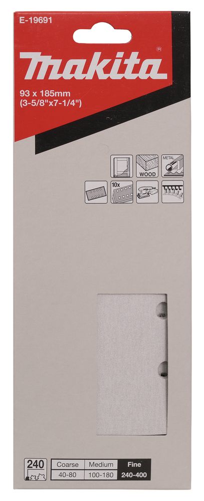 Šlif. popierius vibro šlifuokliui Makita E-19691; 93x185 mm; P240; 10 vnt.