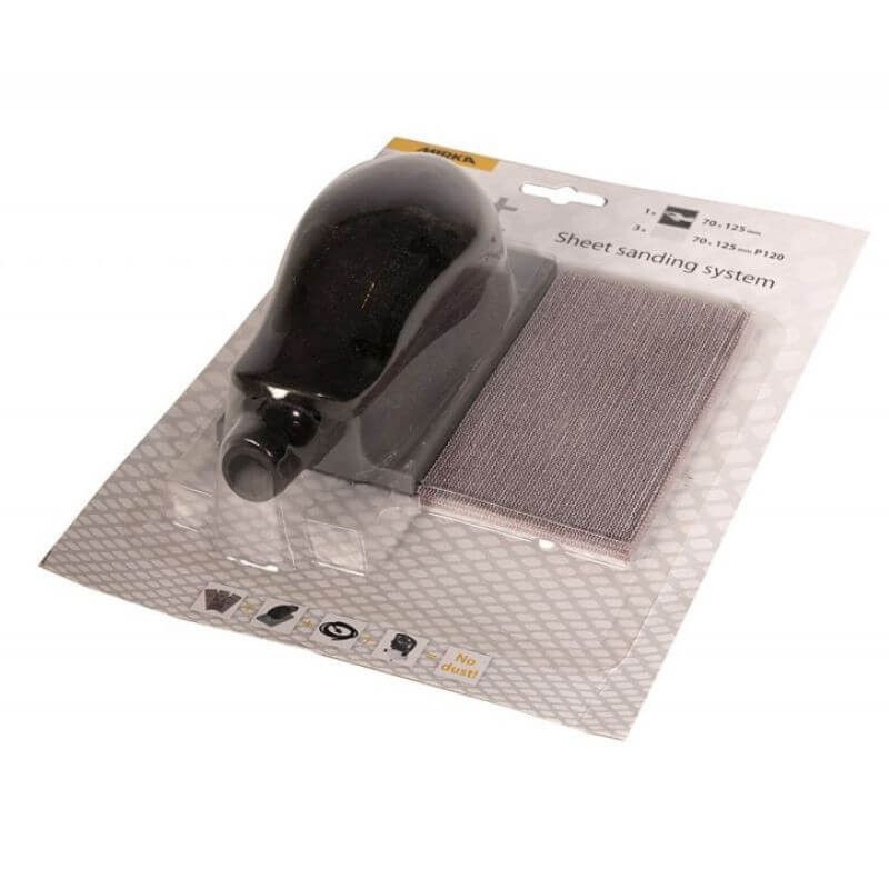 Šlifavimo trinkelė Mirka 8391402311; 70x125 mm + šlifavimo tinklelis; P120; 3 vnt.