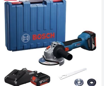 Akumuliatorinis kampinis šlifuoklis Bosch GWS 18V-8 Professional; 125 mm; 18 V; 2x4,0 Ah akum.; su lagaminu