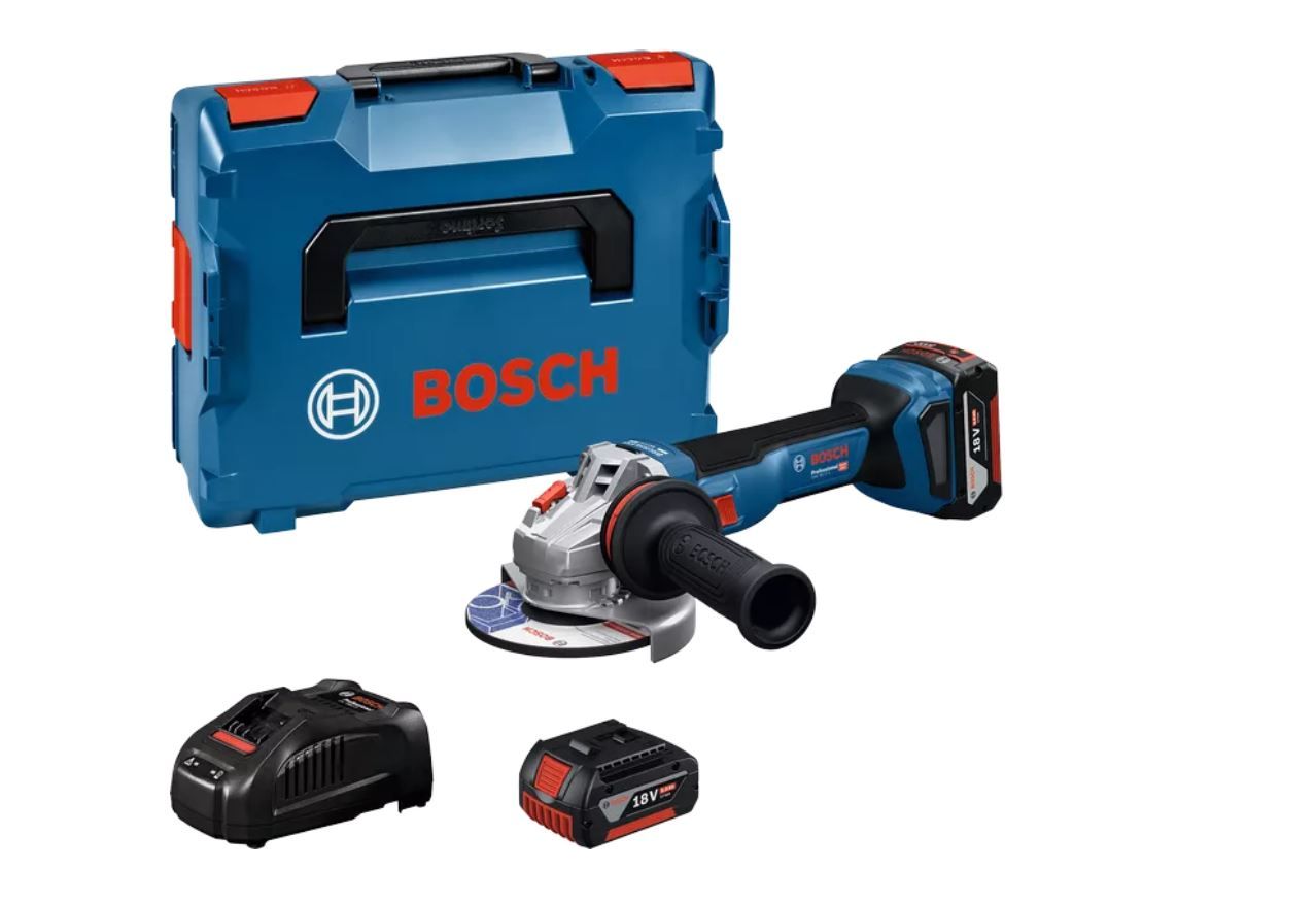 Akumuliatorinis kampinis šlifuoklis Bosch GWS 18V-11 S Professional; 125 mm; 18 V; 2x5,0 Ah akum. + L-BOXX 136