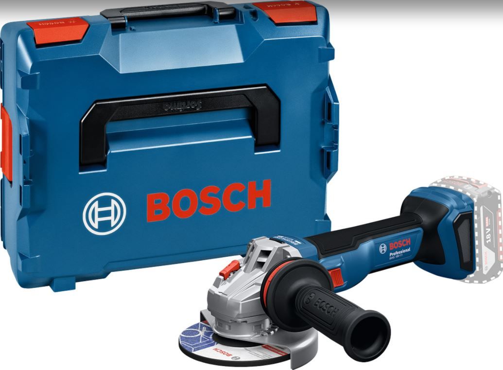 Akumuliatorinis kampinis šlifuoklis Bosch GWS 18V-11  Professional; 125 mm; 18 V (be akumuliatoriaus ir pakrovėjo) + L-BOXX 136