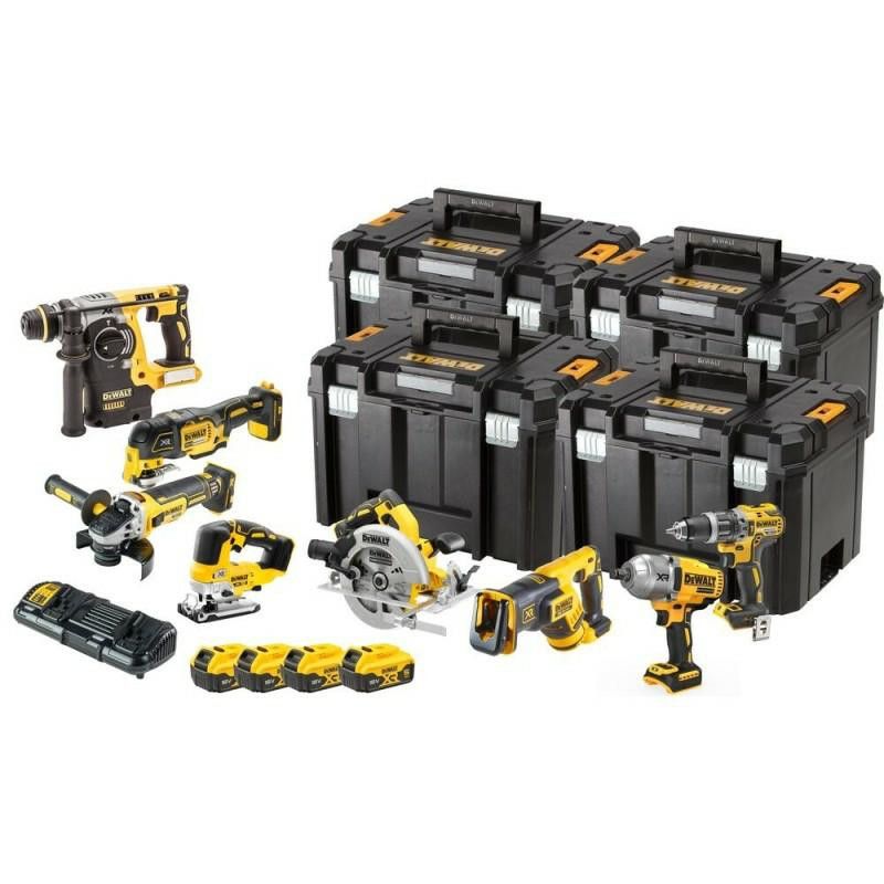 Įrankių rinkinys DeWalt DCK865P4T-QW (DCD796 + DCF899H + DCS367 + DCH273 + DCS334 + DCG405 + DCS355 + DCS570); 18 V; 4x5,0 Ah akum.