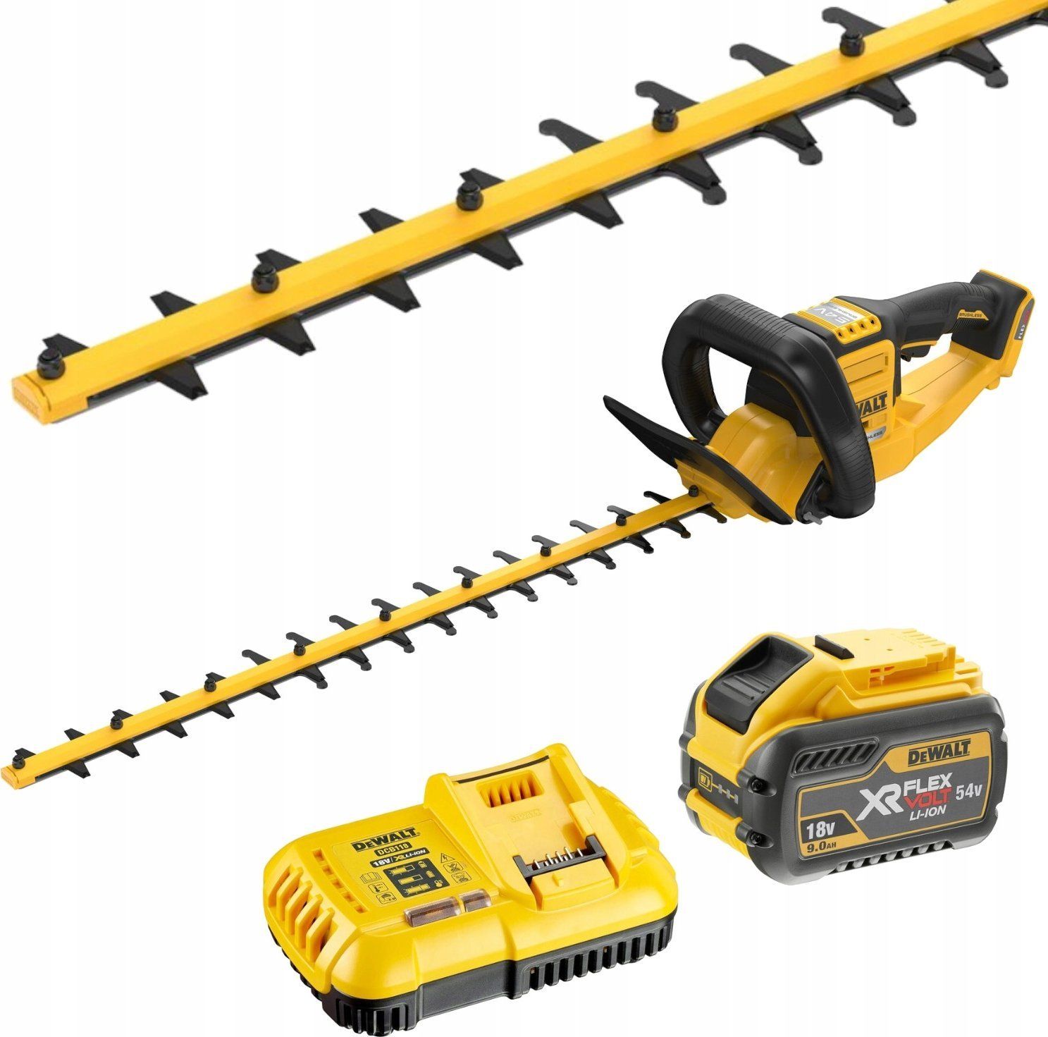 Gyvatvorių žirklės DeWalt DCMHT573X1-QW; 54 V; 65 cm; 1x9,0 Ah akum.
