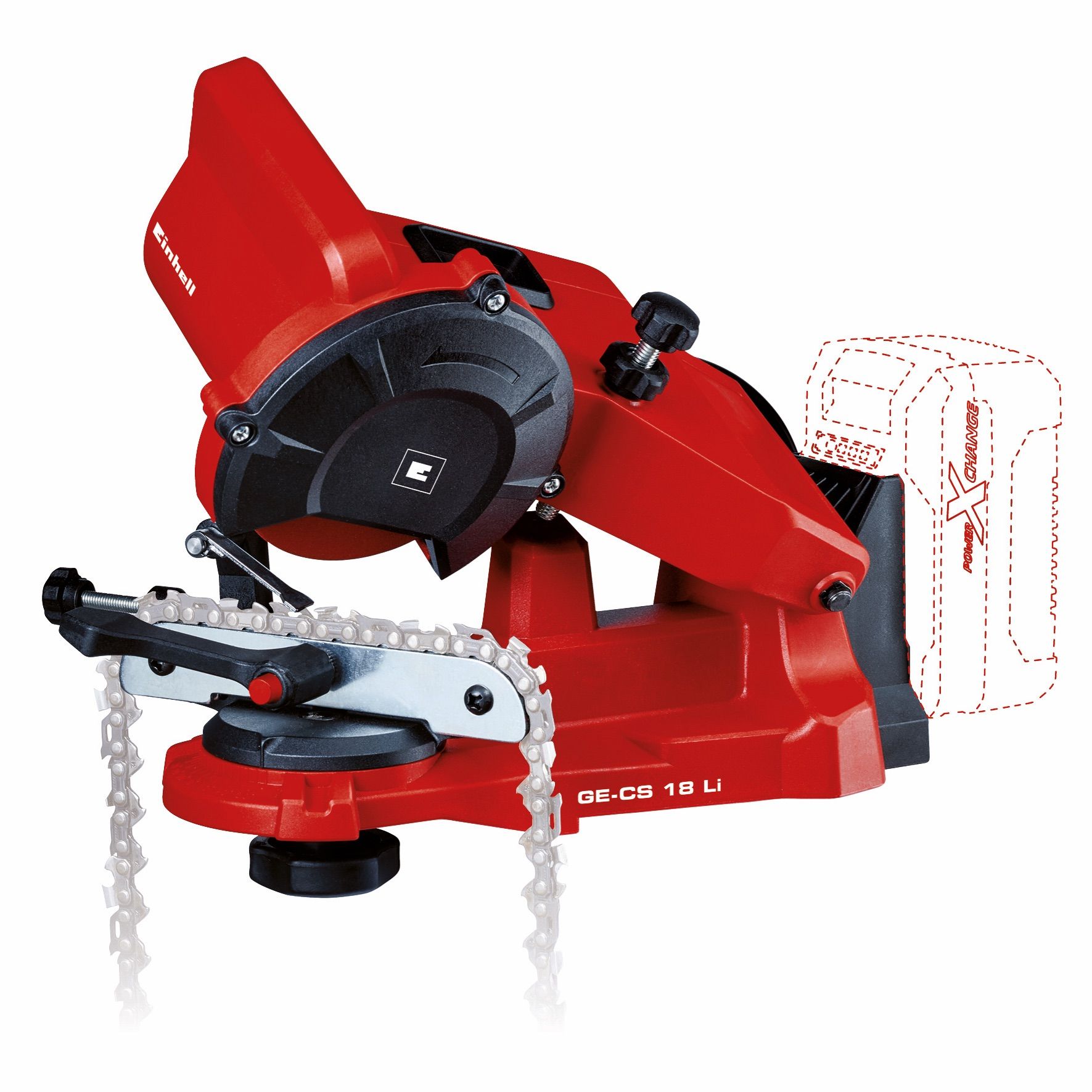 Grandinių galandymo staklės Einhell GE-CS 18 Li Solo; 18 V (be akumuliatoriaus ir pakrovėjo)