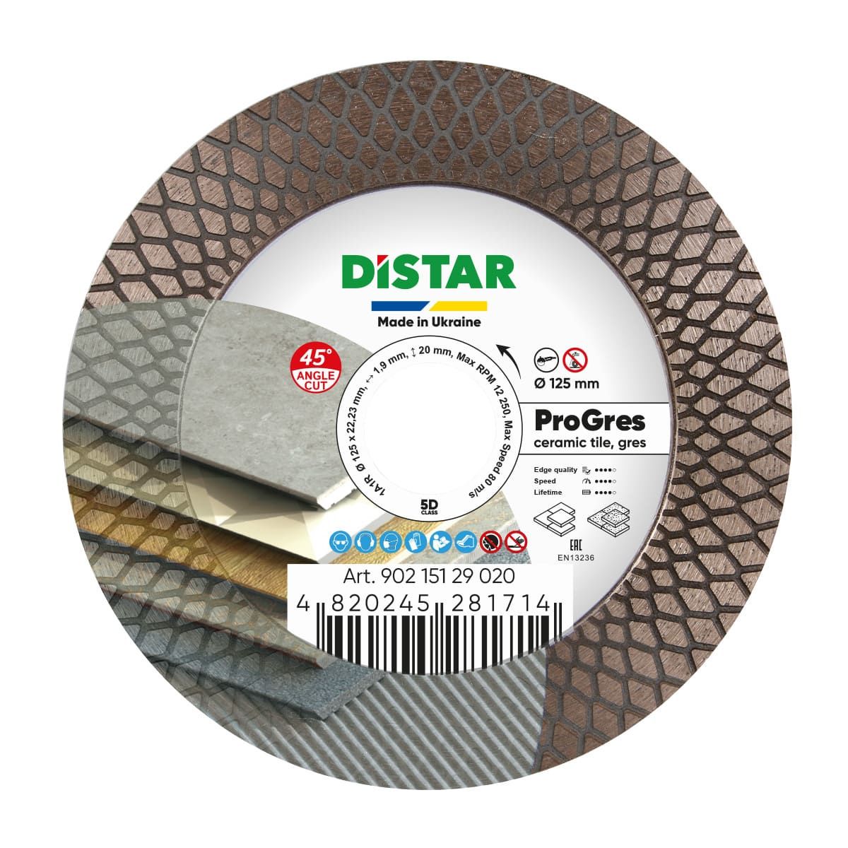 Deimantinis pjovimo diskas DISTAR 90215129020; 125x22,23x1,9 mm