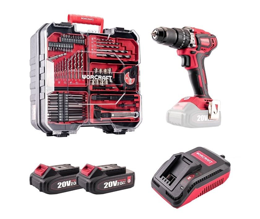 Akumuliatorinis suktuvas-gręžtuvas Worcraft CHDS20LiBAS; 20 V; 2x2,0 Ah akum.