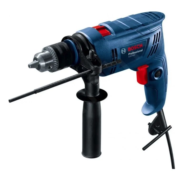 Elektrinis smūginis gręžtuvas Bosch GSB 600; 600 W + priedai