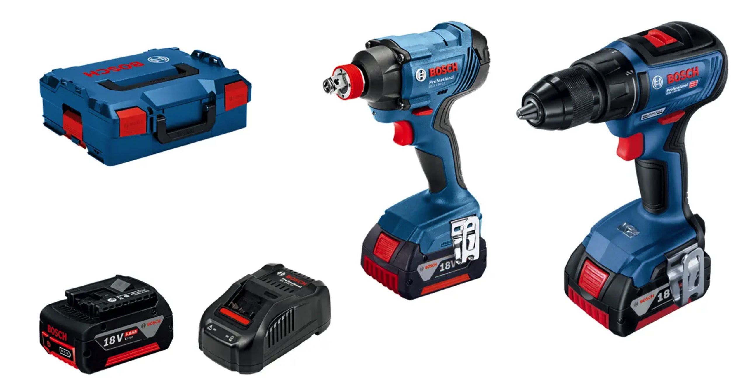 Įrankių rinkinys Bosch 06019G5227 (GDX 180-LI + GSR 18V-50); 18 V; 3x5,0 Ah akum.