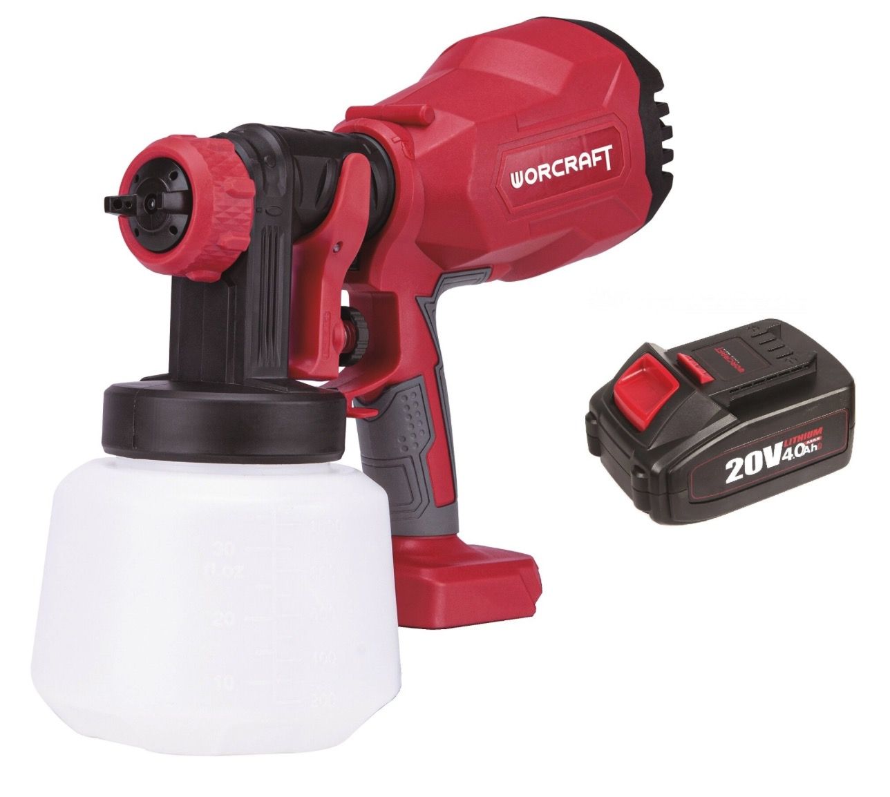 Dažų purkštuvas Worcraft CSG-S20LIA; 20 V; 1x4,0 Ah akum.