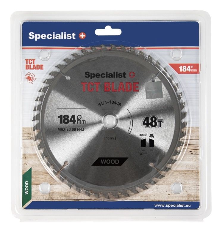 Pjovimo diskas medienai Specialist+ Wood; 184x16 mm; Z48