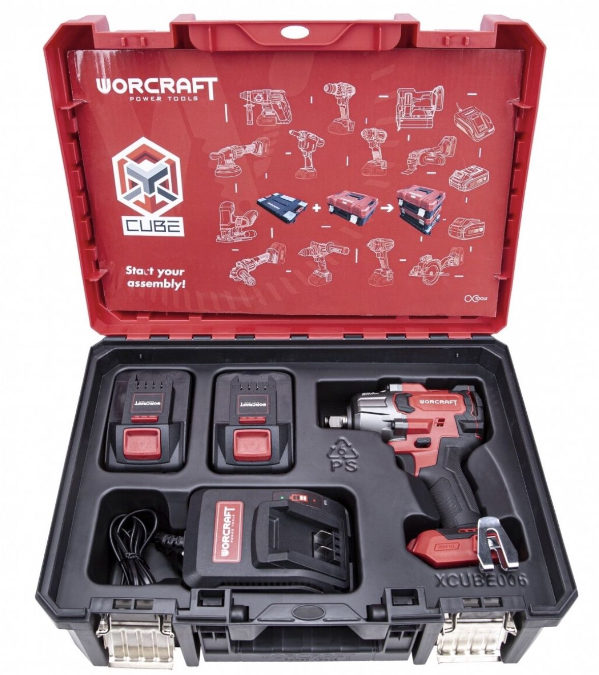 Smūginis veržliasukis Worcraft CIWS20LIB850X; 20 V; 2x4,0 Ah akum.