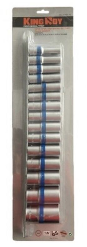 Sukimo galvučių komplektas KingRoy KR3176315; 1/2''; 15 vnt.